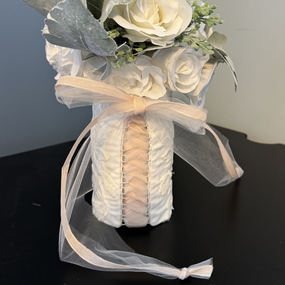 custom bouquet wrap with corset style closure