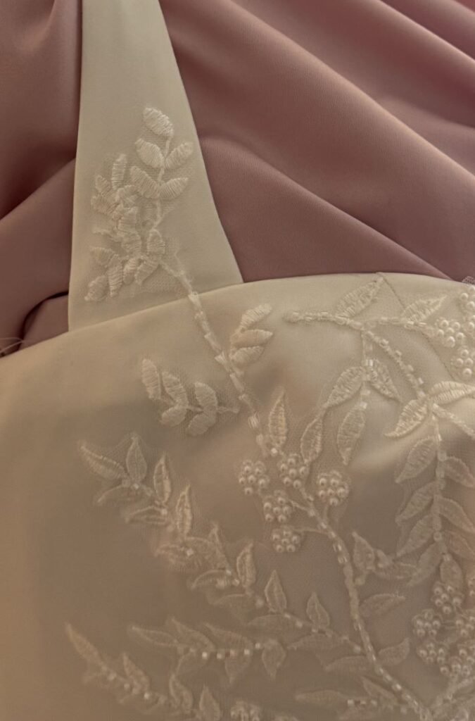 custom strapes added to wedding dress