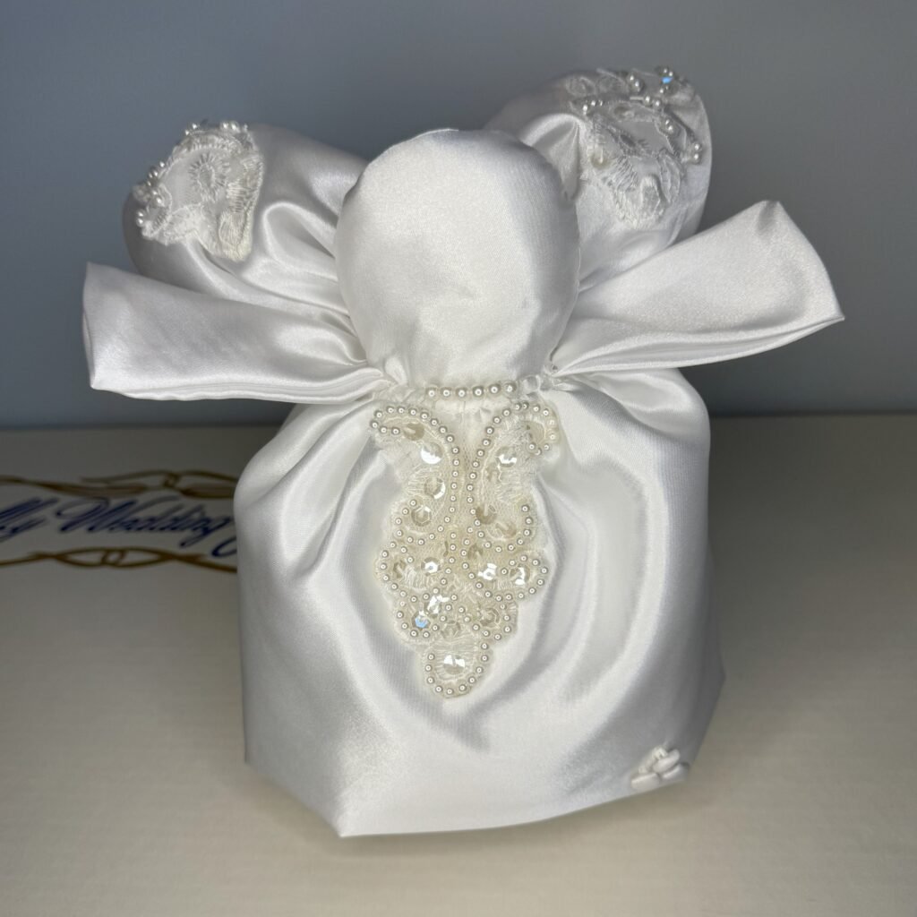 1 of 3 angel holiday ornaments refashioned from mother's wedding dress