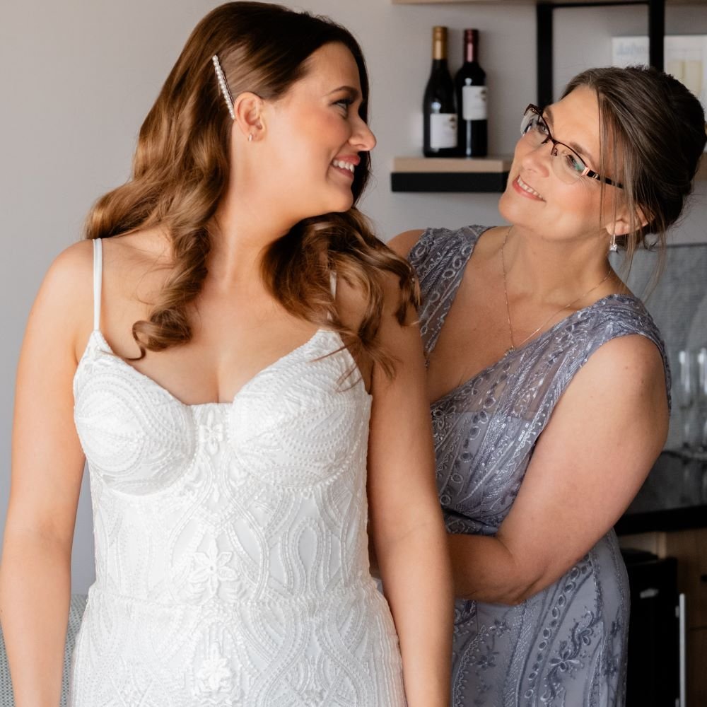 bride in wedding dress altered for a perfect fit